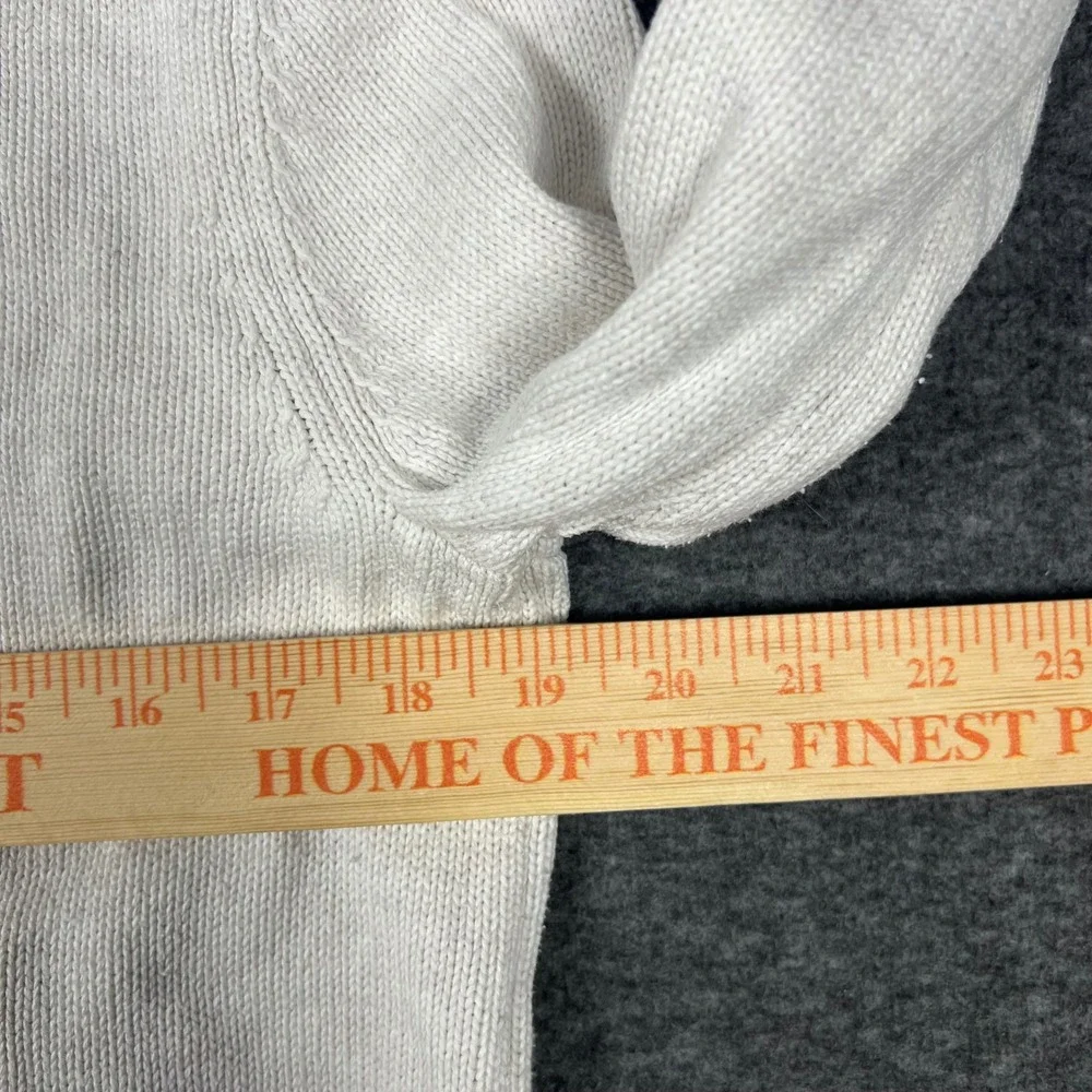 Tommy Hilfiger Cable Knit Fisherman Sweater Mens Large White Cotton Crew Neck